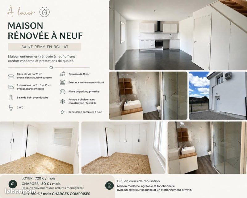 Maison à louer, 60m², Saint-Rémy-en-Rollat