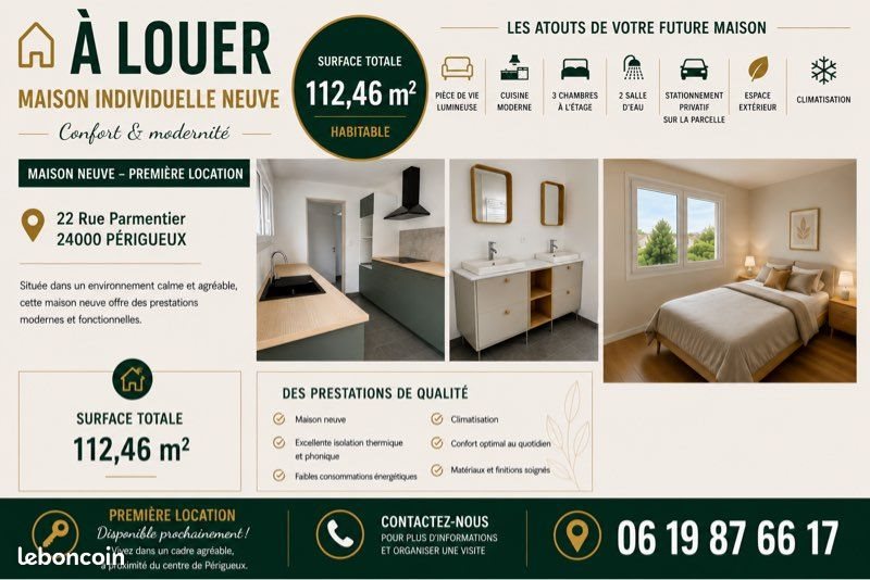 Maison à louer, 112m², Périgueux
