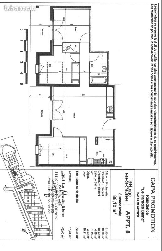 Appartement à vendre, 72m², Saint-Astier