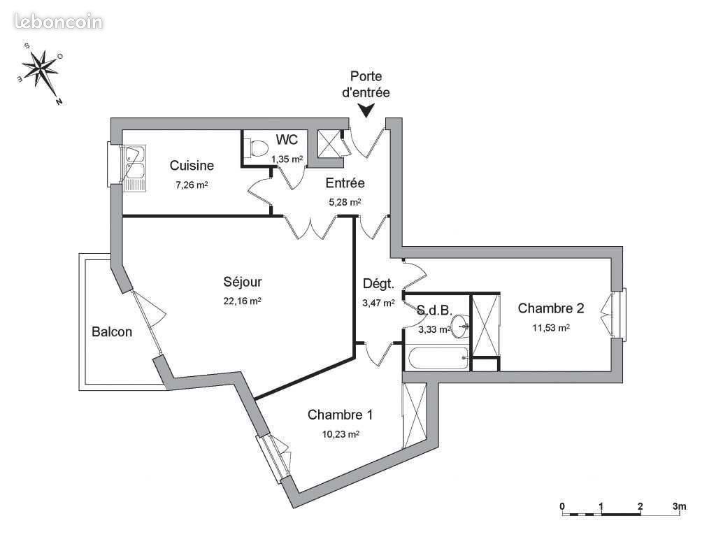 Appartement à louer, 64m², Asnières-sur-Seine