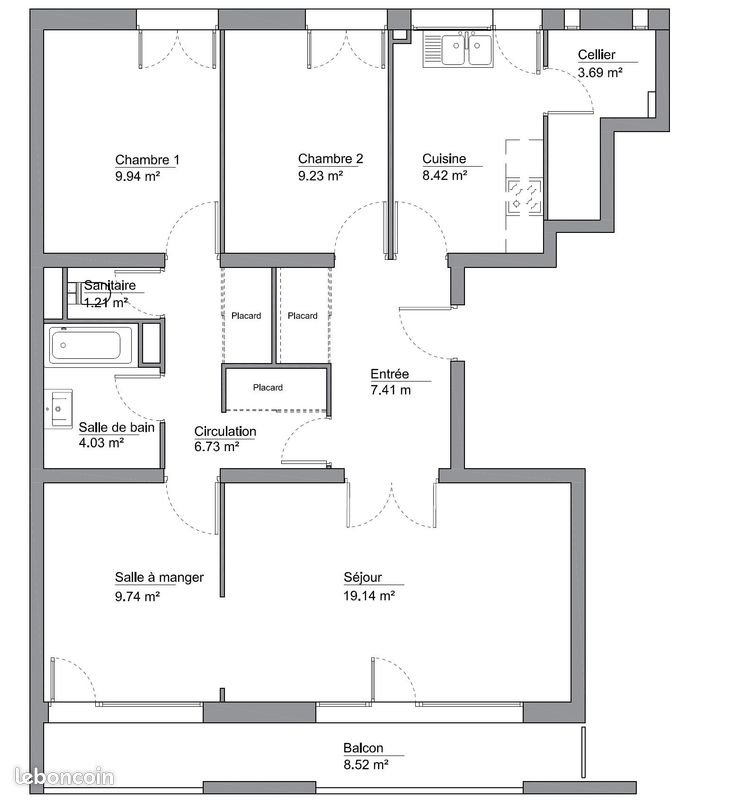 Appartement à vendre, 79m², Vandoeuvre-lès-Nancy