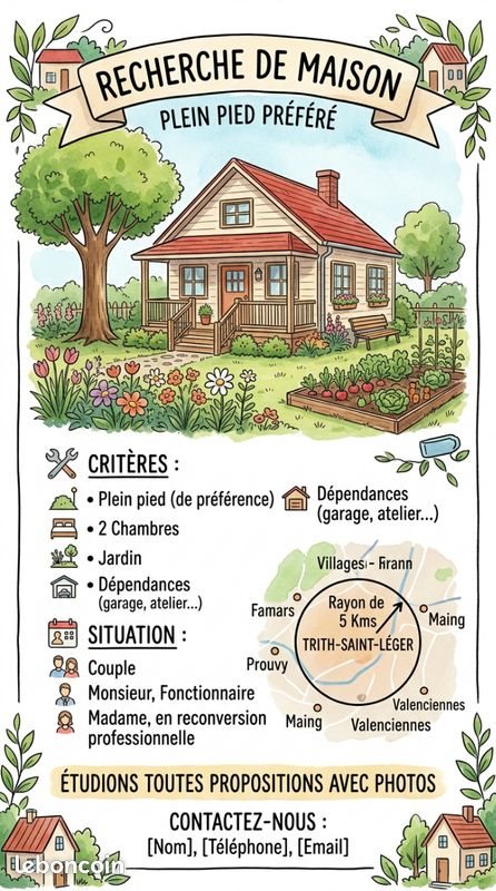 Maison à louer, 70m², Trith-Saint-Léger