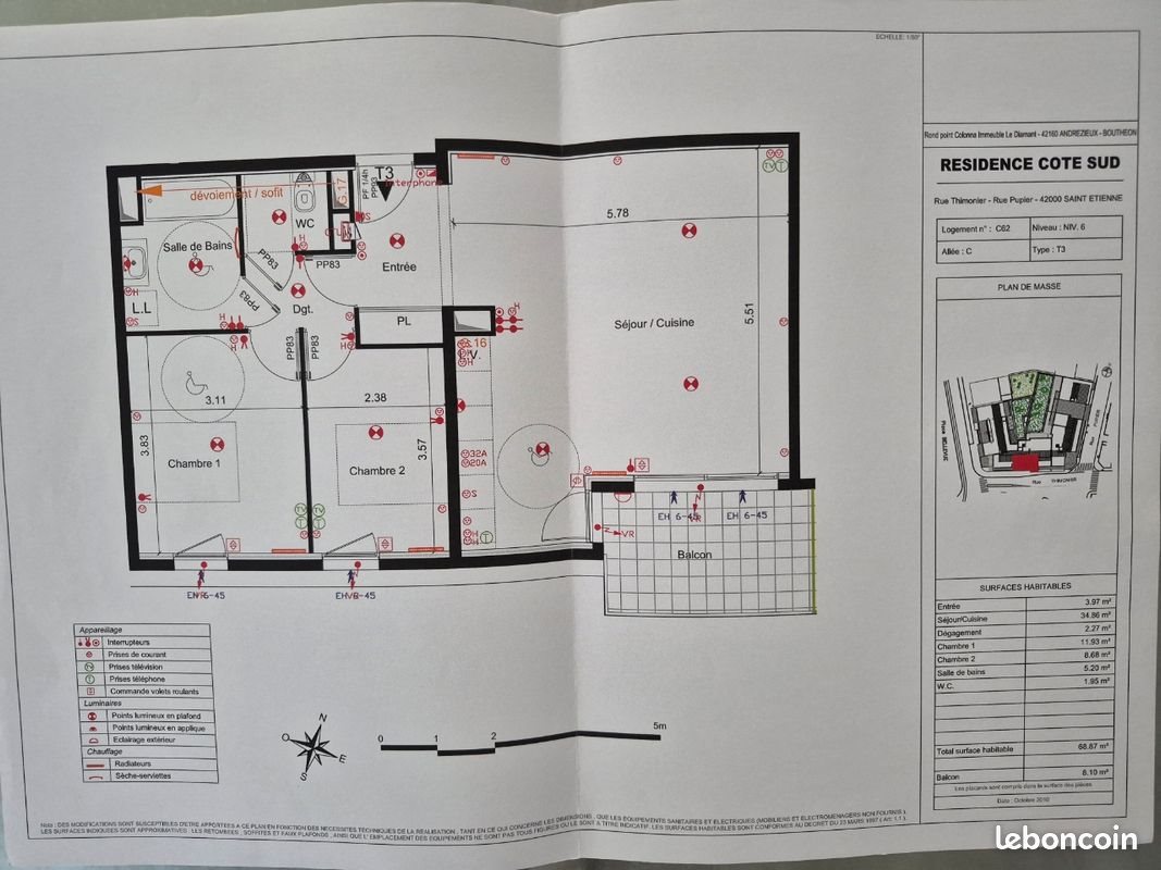 Appartement à louer, 70m², Saint-Étienne