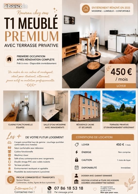 Appartement à louer, 30m², Nevers