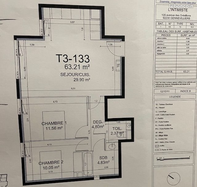 Appartement à louer, 63m², Gennevilliers