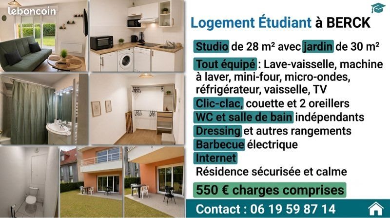 Appartement à louer, 28m², Berck