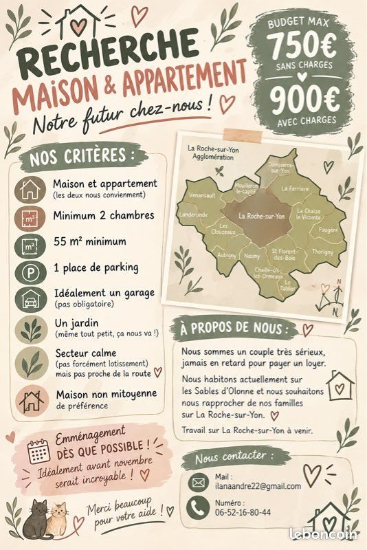 Maison à louer, 55m², La Roche-sur-Yon