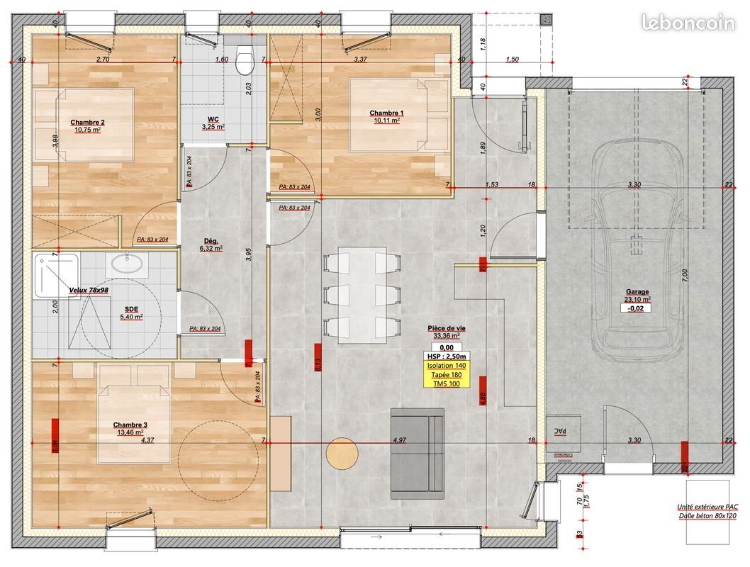 Maison à louer, 82m², Beaufou