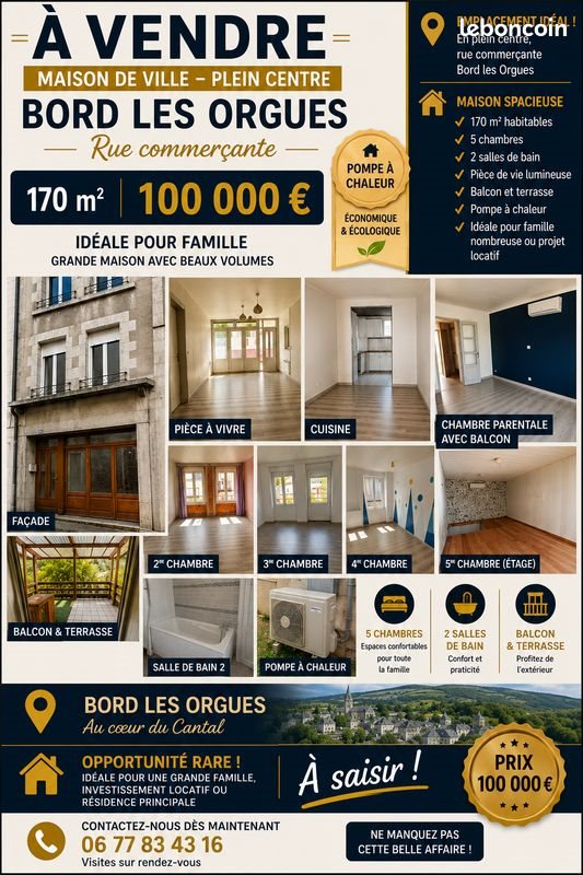 Maison à vendre, 170m², Bort-les-Orgues