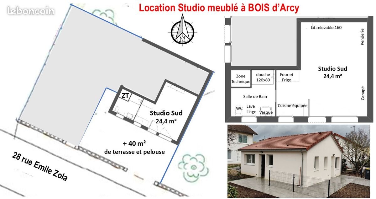 Appartement à louer, 24m², Bois-d'Arcy