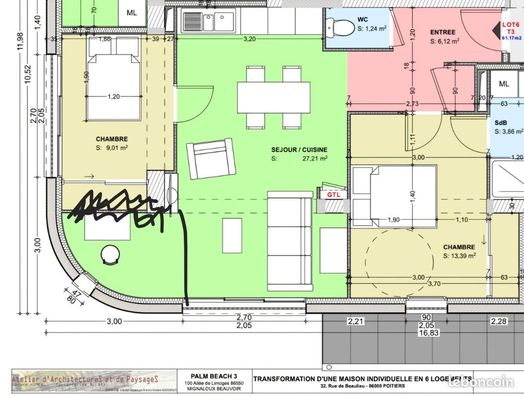 Appartement à louer, 62m², Poitiers