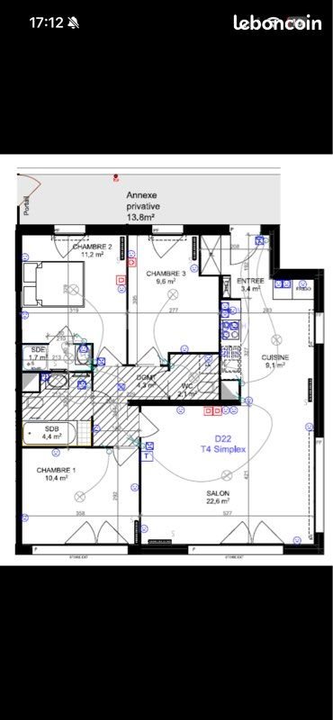 Appartement à louer, 84m², Cergy