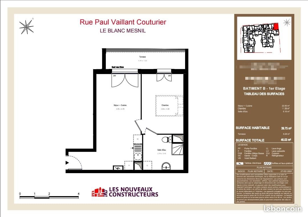 Appartement à vendre, 40m², Le Blanc-Mesnil