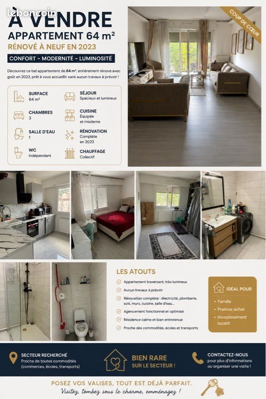 Appartement à vendre, 67m², Saint-Étienne