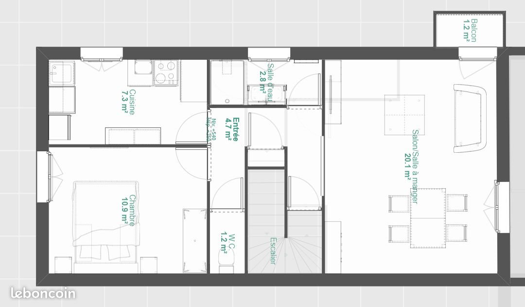 Appartement à louer, 47m², Fourchambault
