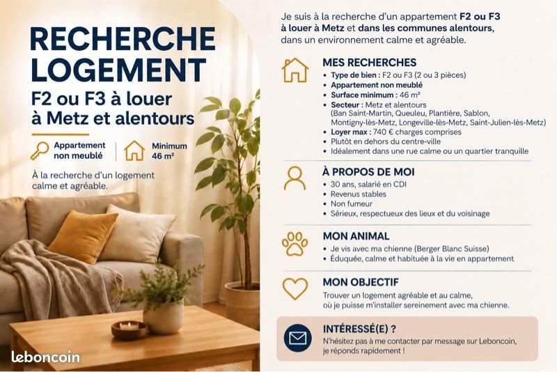 Appartement à louer, 46m², Metz