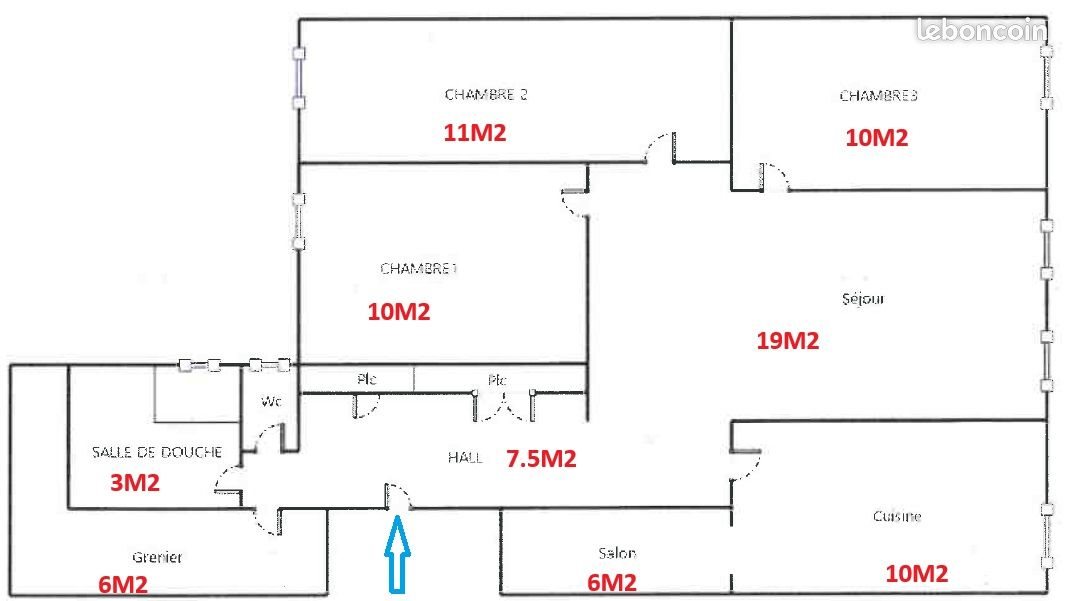 Appartement à louer, 90m², Neulise