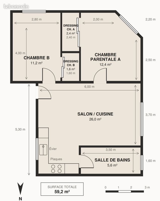 Appartement à louer, 64m², Montrouge
