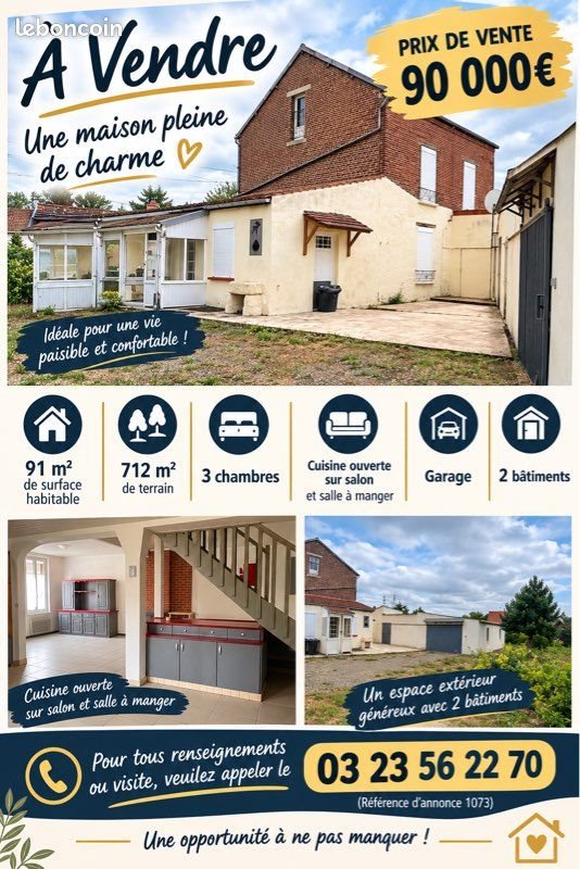 Maison à vendre, 91m², Tergnier