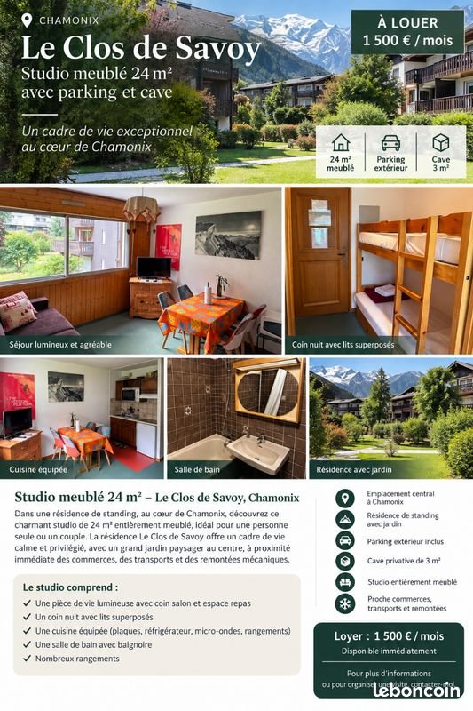 Appartement à louer, 24m², Chamonix-Mont-Blanc