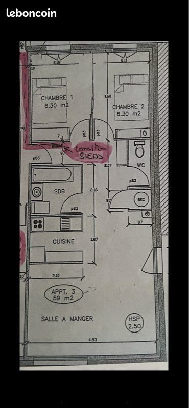Appartement à louer, 59m², Bessines