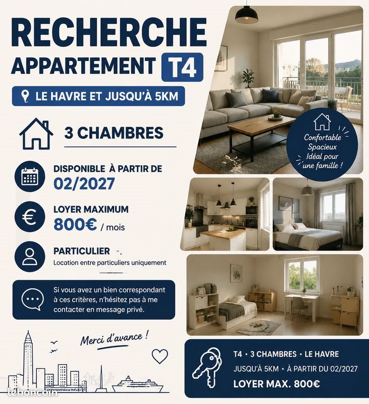 Appartement à louer, 80m², Le Havre