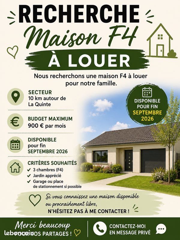 Maison à louer, 70m², La Quinte