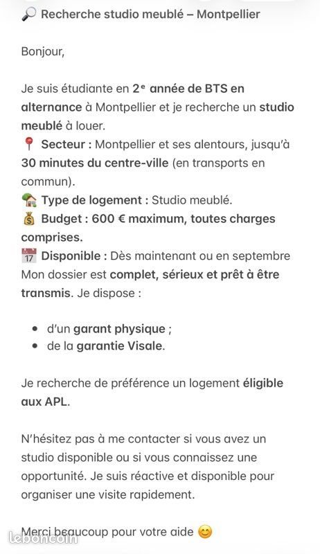 Appartement à louer, 20m², Montpellier