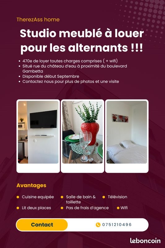 Appartement à louer, 16m², Calais
