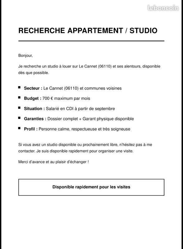 Appartement à louer, 30m², Le Cannet