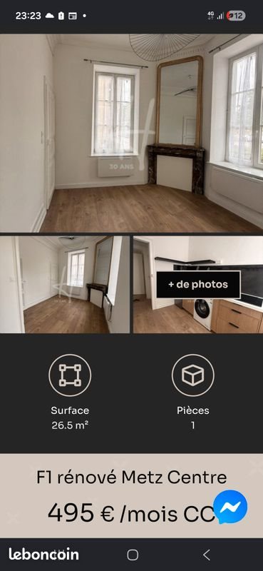 Appartement à louer, 26m², Metz