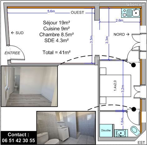 Appartement à louer, 41m², Libourne