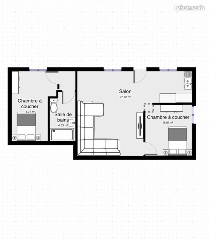 Appartement à louer, 61m², Boisemont