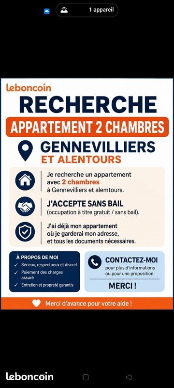 Appartement à louer, 53m², Gennevilliers