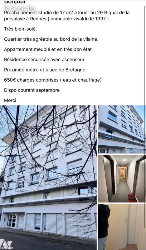 Appartement à louer, 17m², Rennes