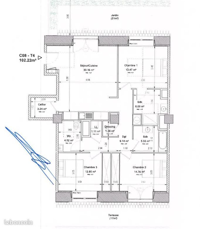 Appartement à louer, 115m², Compiègne