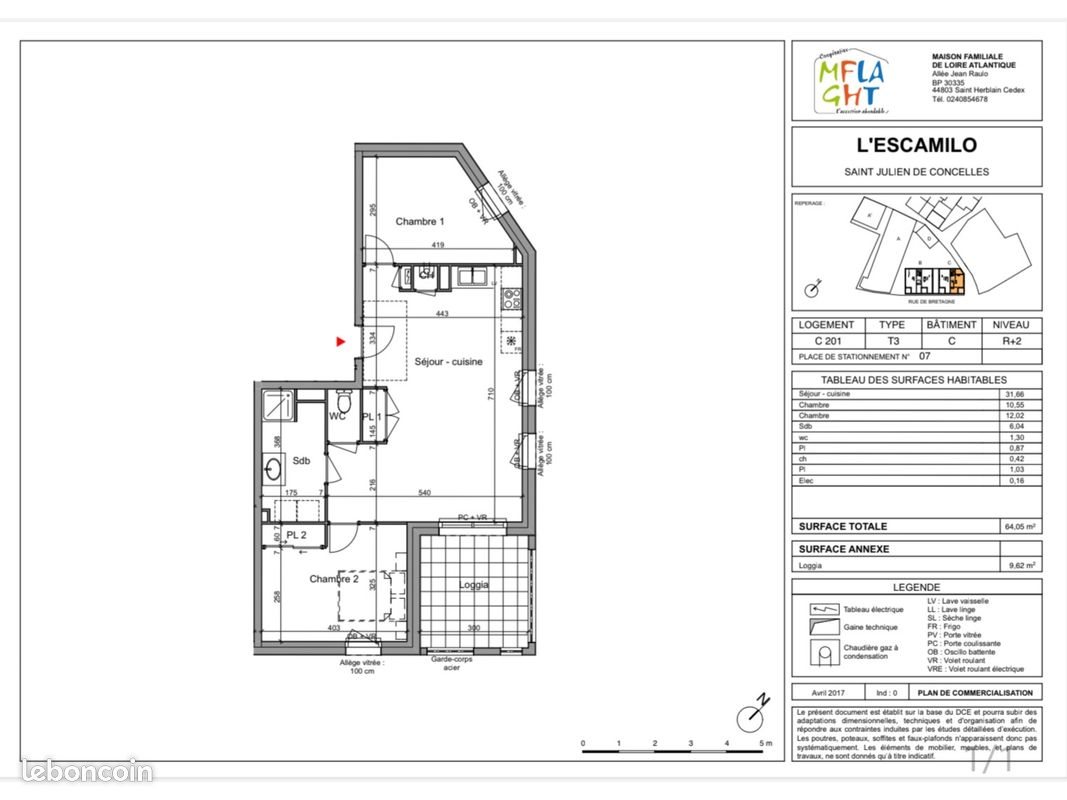 Appartement à louer, 64m², Saint-Julien-de-Concelles