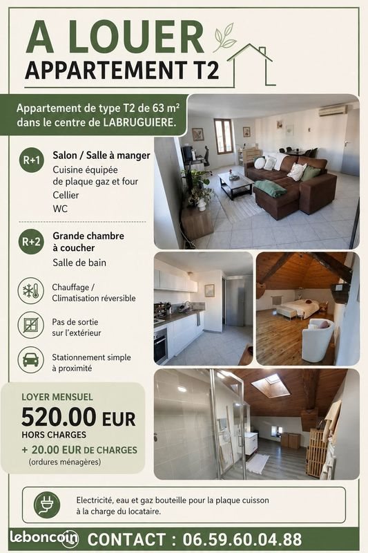 Appartement à louer, 63m², Labruguière