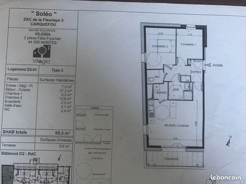 Appartement à louer, 65m², Carquefou