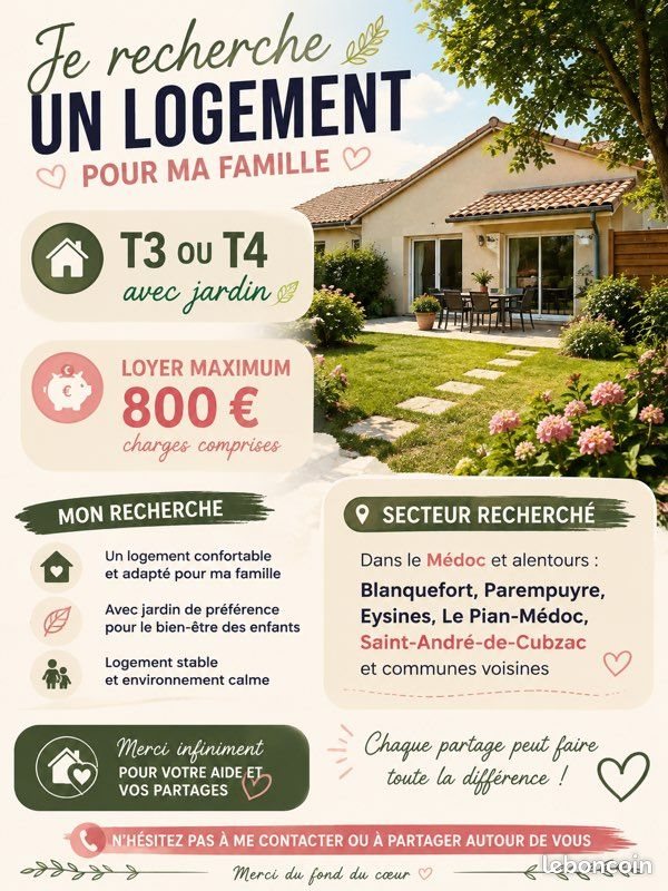 Maison à louer, 80m², Bordeaux