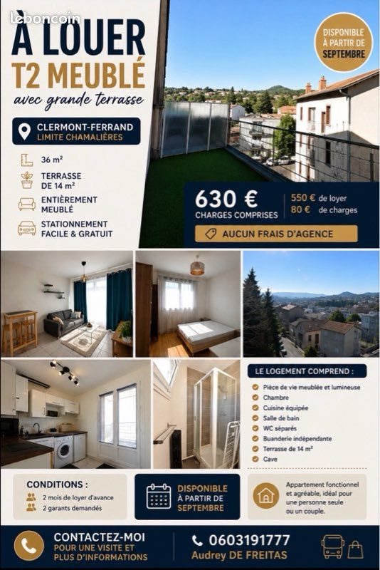 Appartement à louer, 37m², Clermont-Ferrand