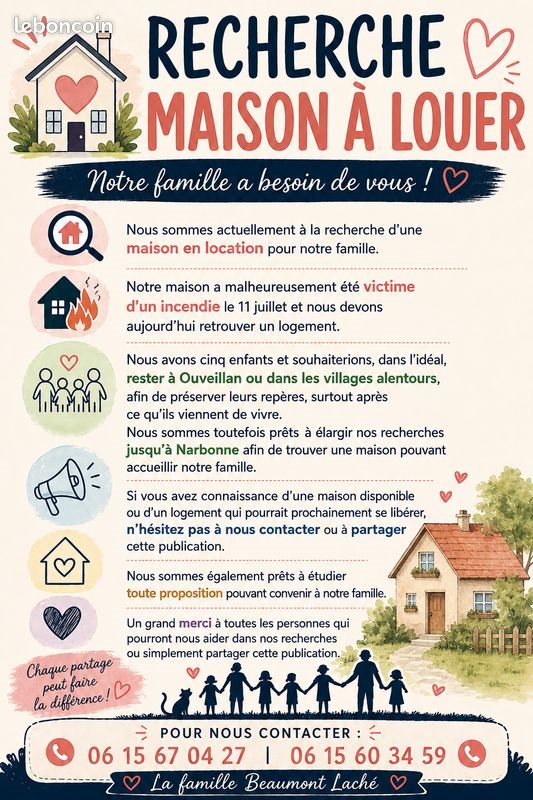 Maison à louer, 150m², Ouveillan