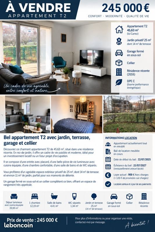 Appartement à vendre, 45m², Viry