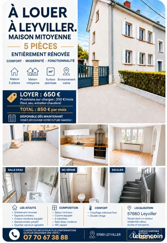 Maison à louer, 120m², Leyviller