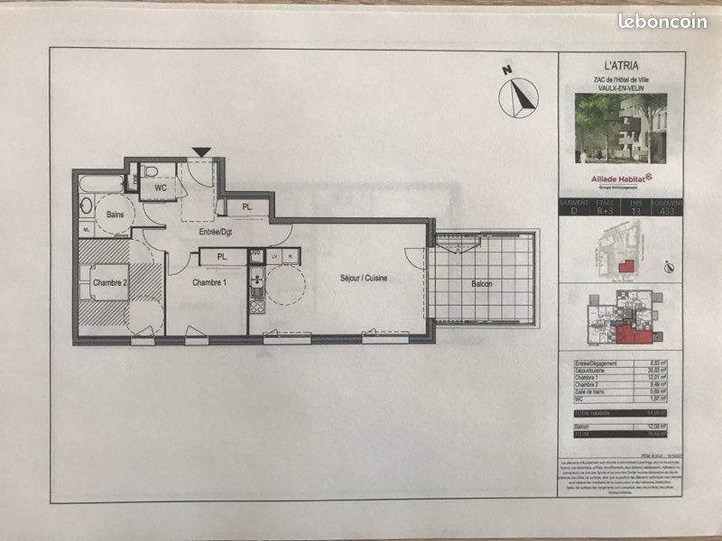 Appartement à louer, 65m², Vaulx-en-Velin