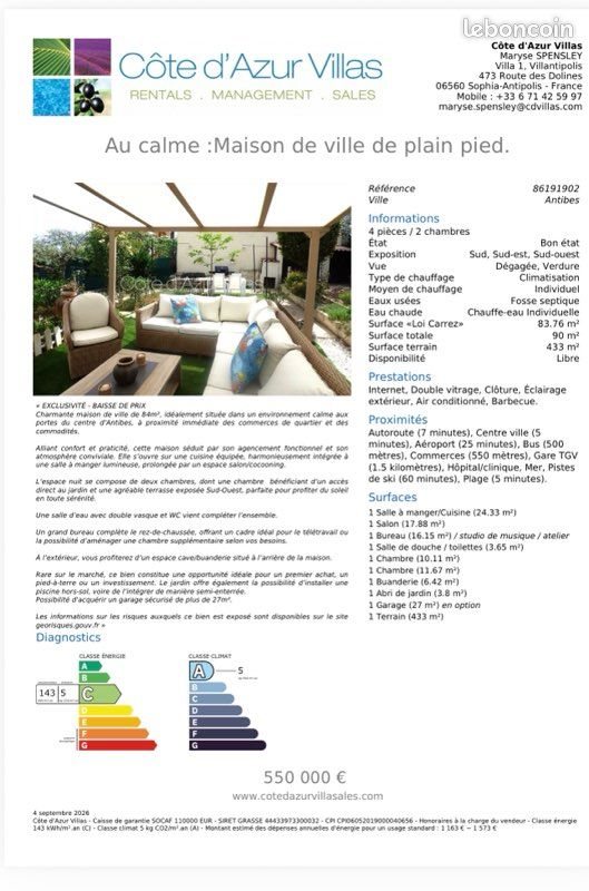 Maison à vendre, 84m², Antibes