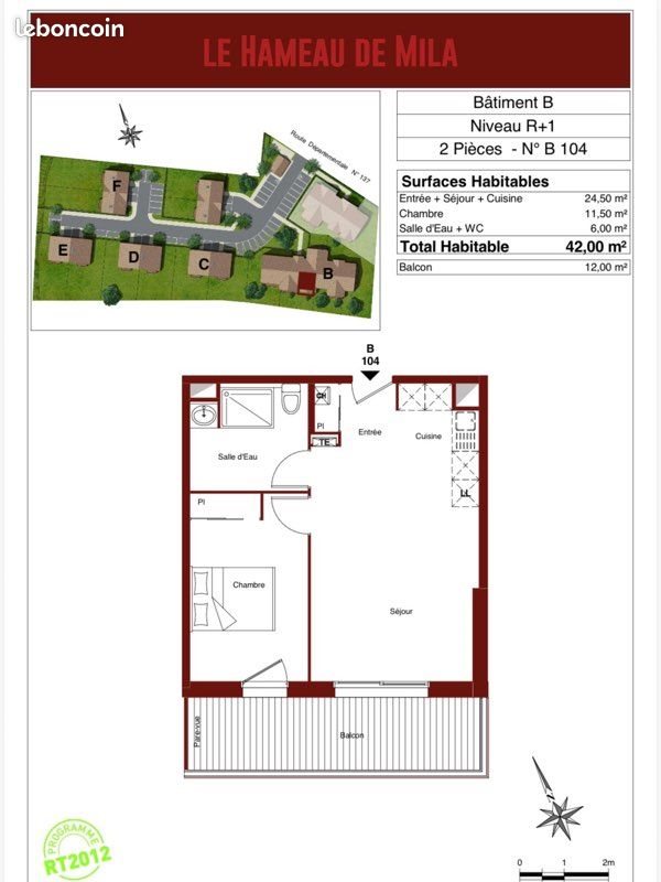 Appartement à vendre, 42m², Villefranque