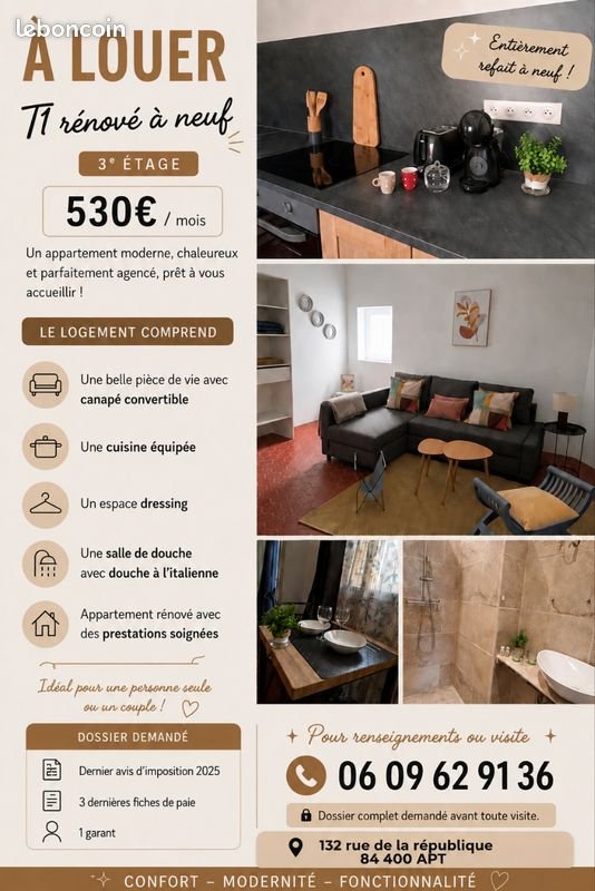 Appartement à louer, 30m², Apt