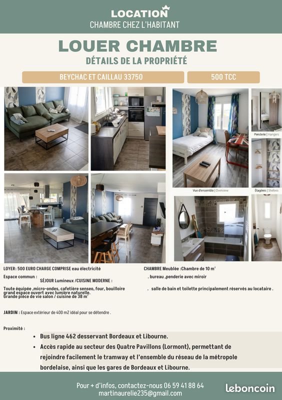 Maison à louer, 68m², Beychac-et-Caillau