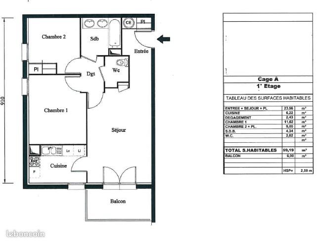 Appartement à louer, 59m², Aucamville